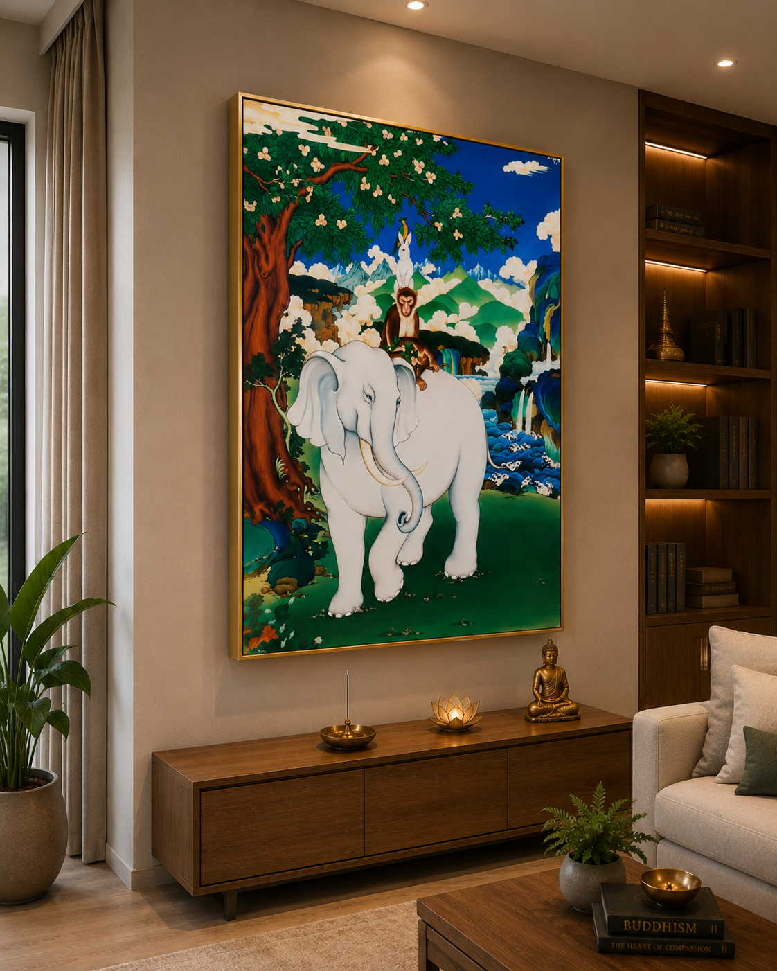 Thuenpa Puenzhi I Four Harmonious Friend I Premium Crystal Wall Art.