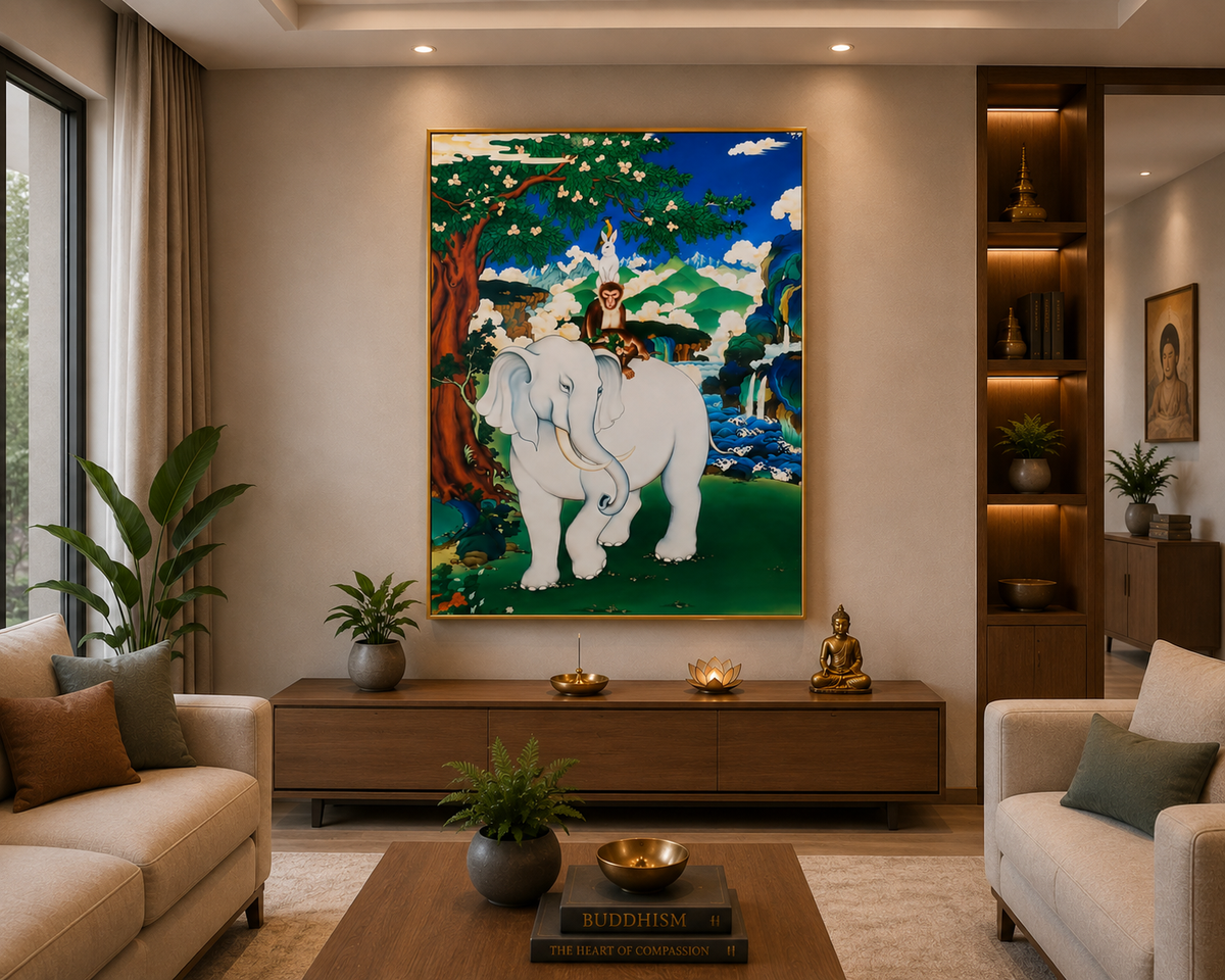 Thuenpa Puenzhi I Four Harmonious Friend I Premium Crystal Wall Art.