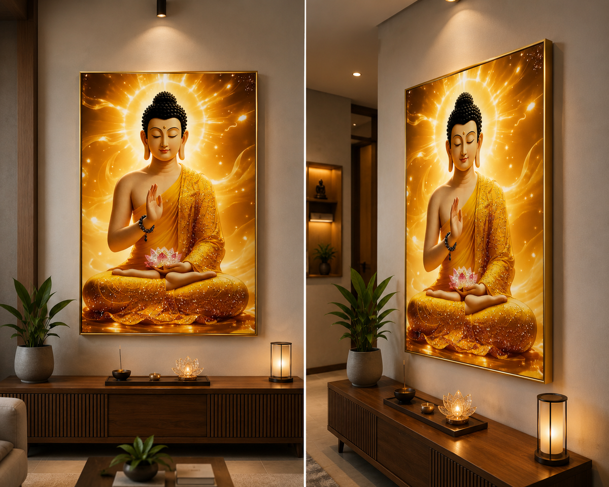 Golden Buddha I Premium Crystal Wall Art With Daimonds.